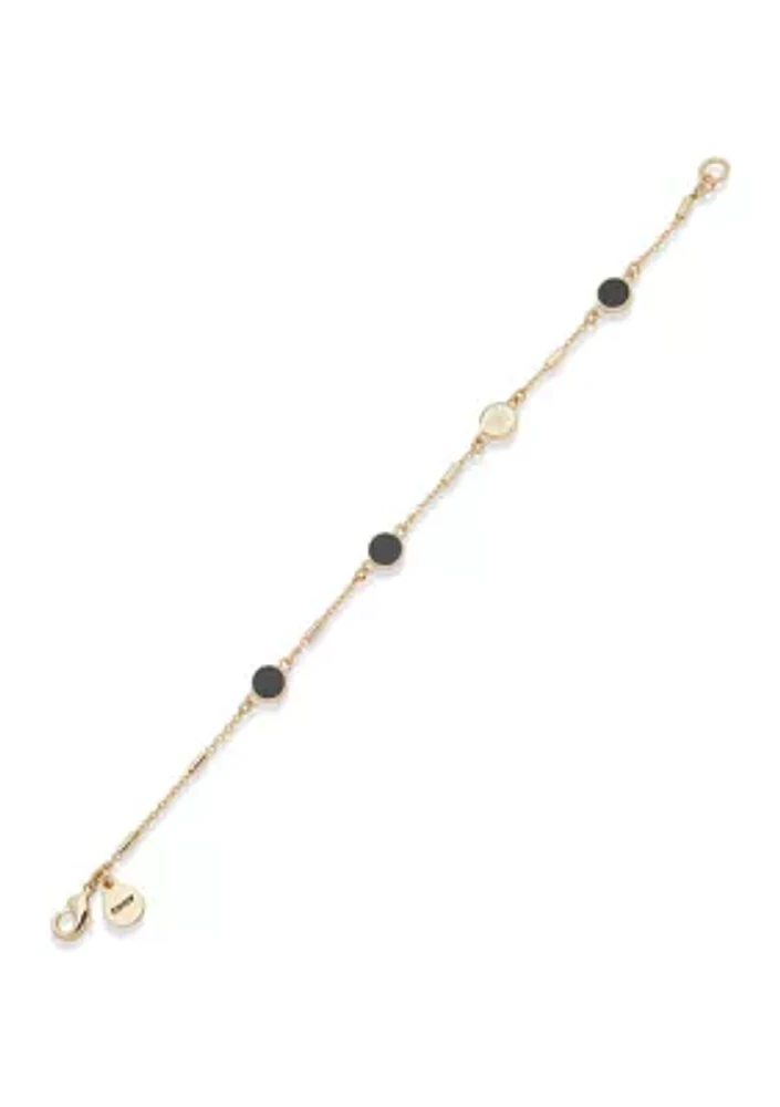 Gold Tone Black Logo Flex Bracelet