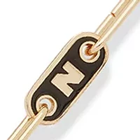 Gold Tone Jet Enamel Logo Chain Flex Bracelet