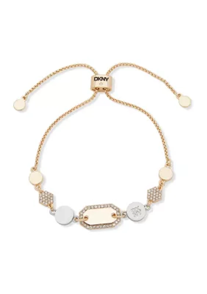 Two Tone Crystal Logo Pavé Hex Slider Bracelet