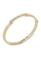 Gold Tone Crystal White Baguette Bangle Bracelet