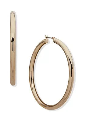 Gold Tone 60 Millimeter Thick Hoop Earrings