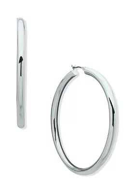 Silver Tone 60 Millimeter Thick Hoop Earrings