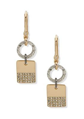 Two Tone Crystal Double Drop Earrings