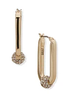 Gold Tone 30 Millimeter Crystal Link Hoop Earrings