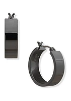 Hematite Tone 17 Millimeter Hoop Earrings