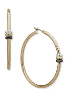 Tri Tone Rondelle Hoop Earrings