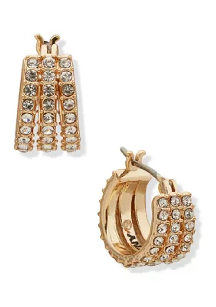 Gold Tone Crystal Pavé Split Hoop Earrings