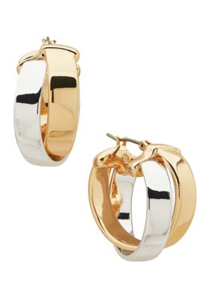 Two Tone Double Hoop Earrings