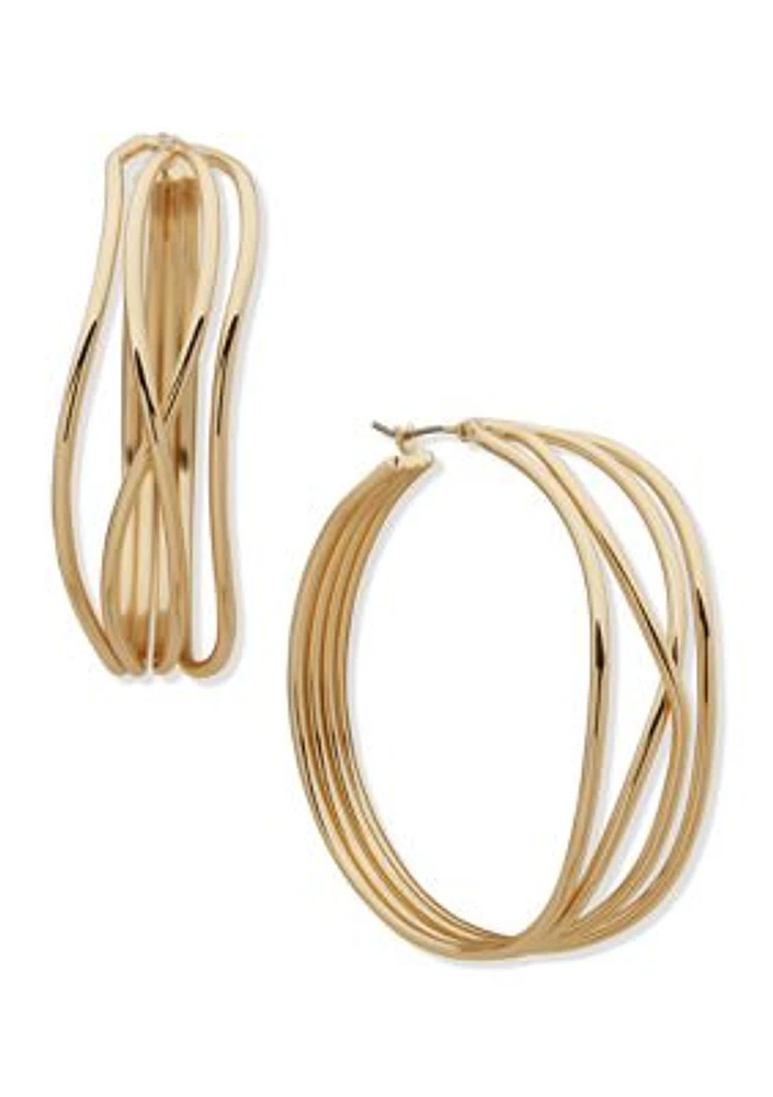 Gold Tone Wire Hoop Earrings