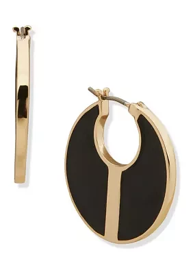 Gold Tone Enamel Hoop Earrings