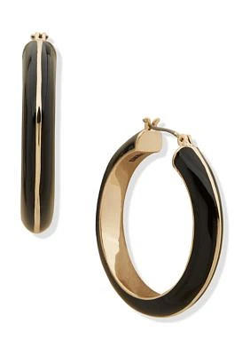 Gold Tone Enamel Hoop Earrings