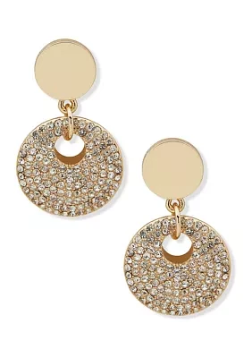 Gold Tone Crystal Pavé Drop Earrings