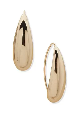 Gold Tone Short Puffy Threader Earrings