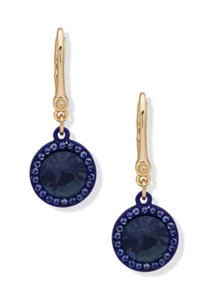 Gold Tone Stone Drop Earrings