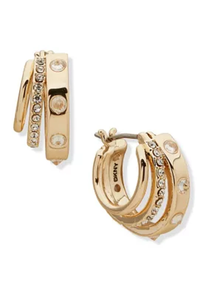 Gold Tone White 17 Millimeter Spike Split Hoop Earrings