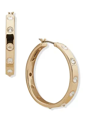 Gold Tone 30 Millimeter Spike Hoop Earrings