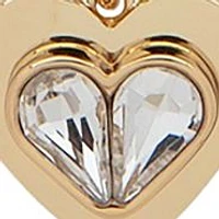 Gold Tone Crystal Multi Row Heart Pendant Necklace