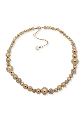 Gold Tone 16" Crystal Pave Bursts Collar Necklace