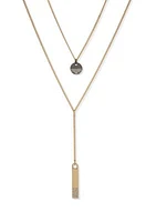 Two Tone 16'' Crystal Multirow Y Neck Necklace