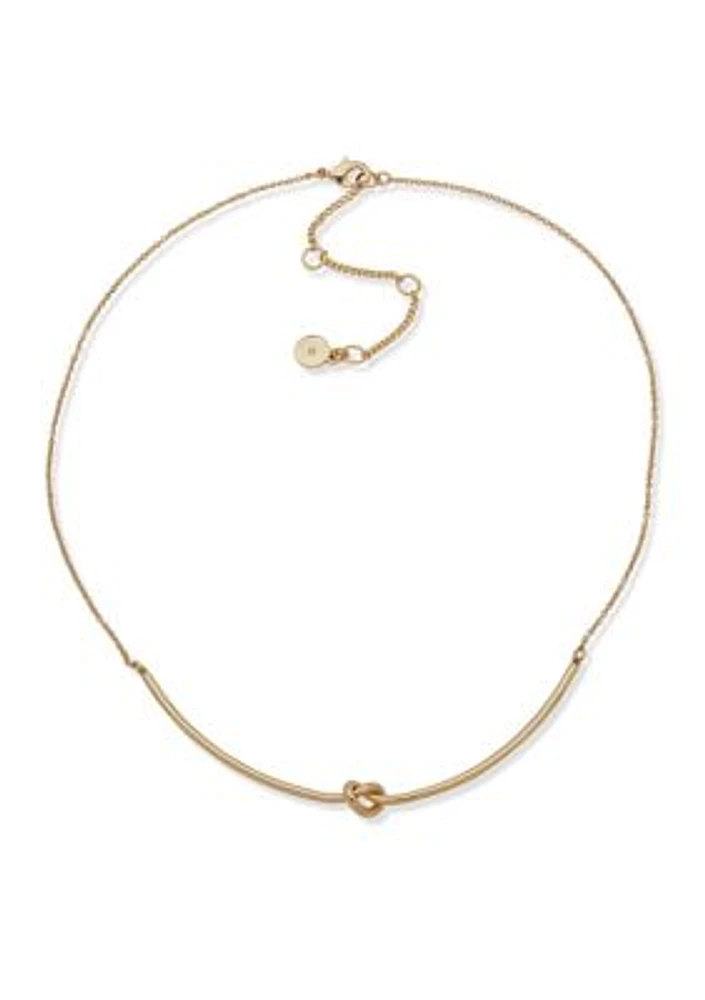 Gold Tone 16" Knot Frontal Necklace