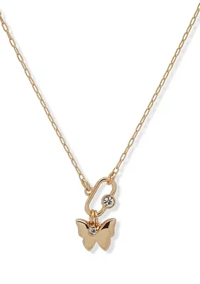 Gold Tone 16" Butterfly Pendant Necklace