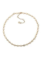 Gold Tone Crystal Stone Disc Collar Necklace