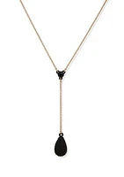 Gold Tone 16" Black Y Necklace