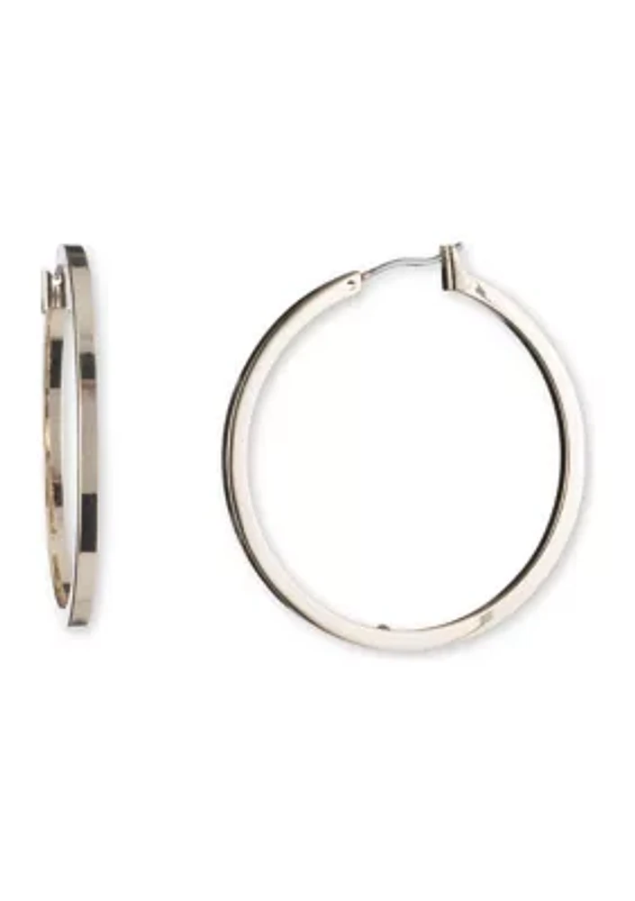 Gold Tone Large Thin Hoop Earrings