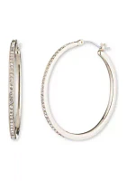 Gold Tone Large Crystal Pavé Hoop Earrings