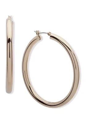 Gold Tone 50 Millimeter Thick Hoop Earrings