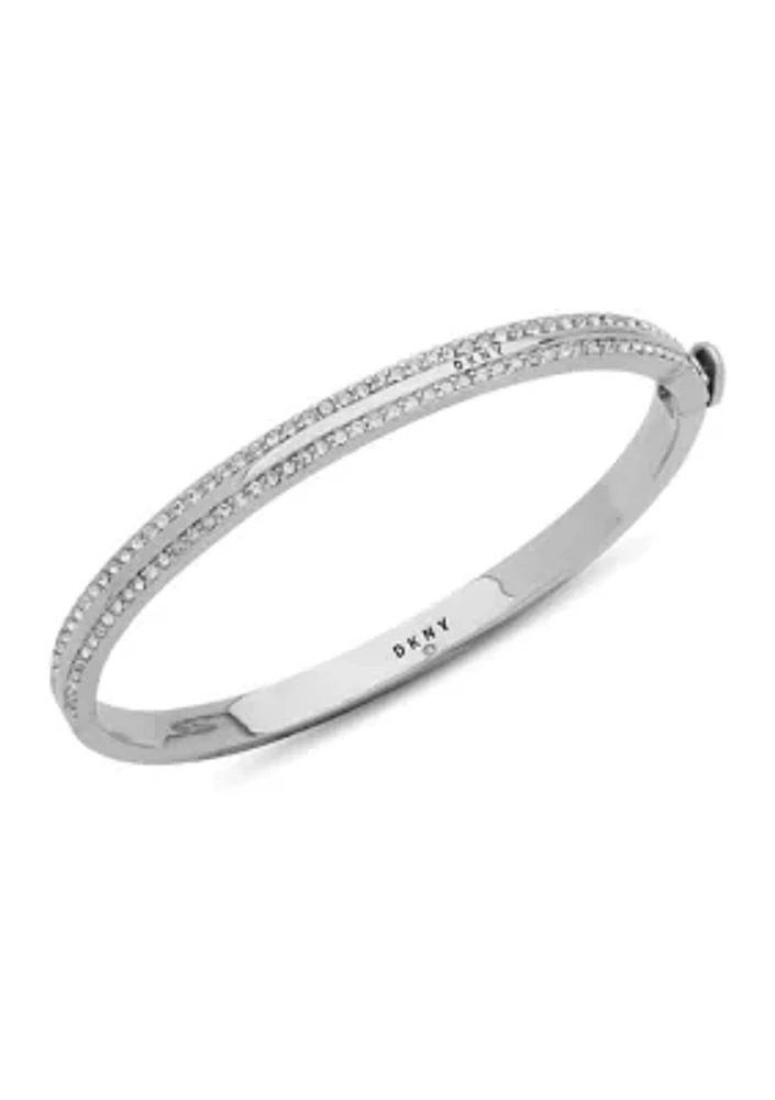 Silver Tone Crystal Pavé Bangle Bracelet