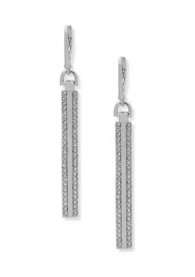 Silver Tone Crystal Pavé Lever Back Drop Earrings