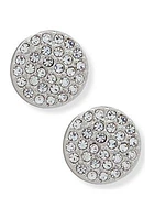 Silver Tone Crystal Pavé Stud Earrings