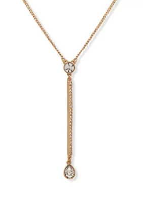 Gold Tone 16" Crystal Y Necklace