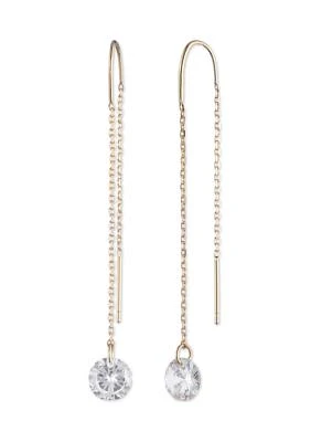 Gold Tone Cubic Zirconia Threader Earrings