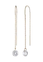 Gold Tone Cubic Zirconia Threader Earrings