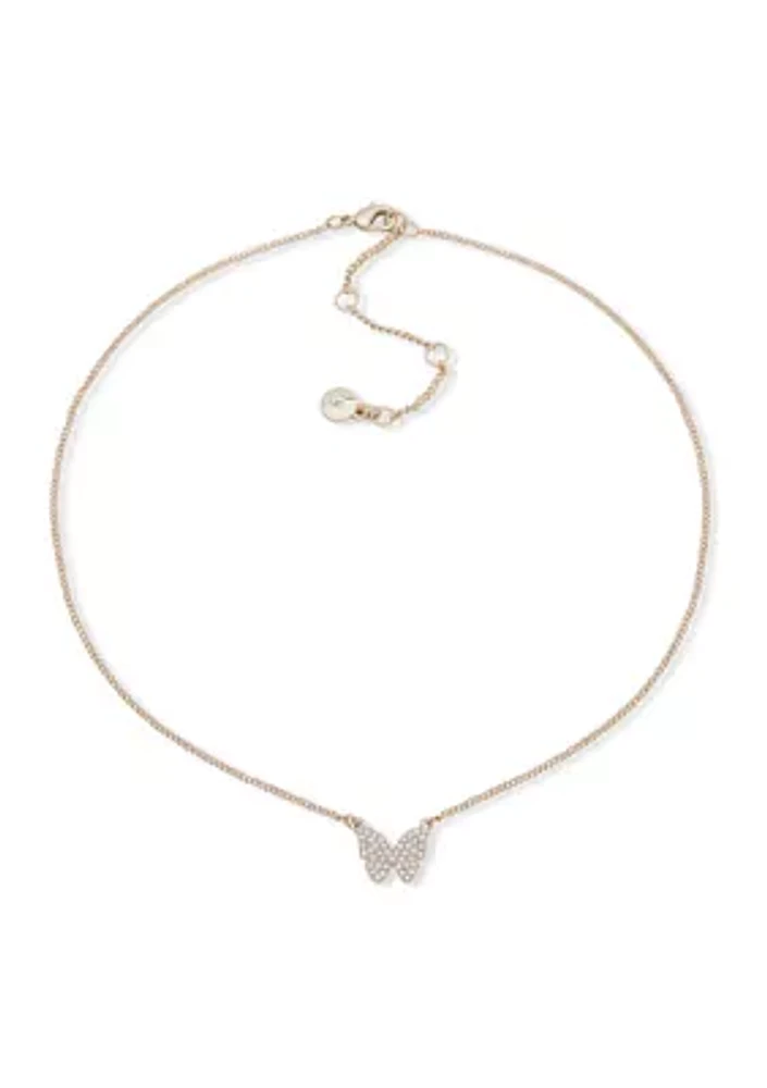 Pavé Crystal Butterfly Necklace