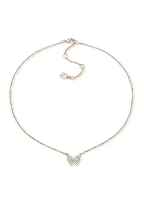 Pavé Crystal Butterfly Necklace