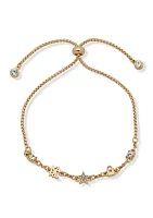 Gold Tone Crystal Mini Charm Slider Bracelet