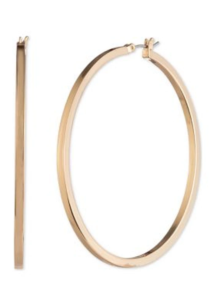 Gold Tone 60 Millimeter Round Hoop Earrings