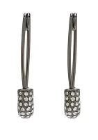 Hematite-Tone 1" Safety Pin Earrings