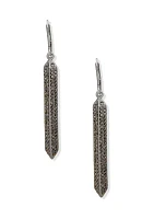 Hematite Tone Pavé Linear Earrings