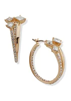 Gold Tone 25 Millimeter Crystal Split Hoop Earrings