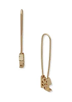 Gold Tone Karl Safety Pin Earrings