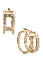 Gold Tone 25 Millimeter Crystal Pave Hoop Earrings