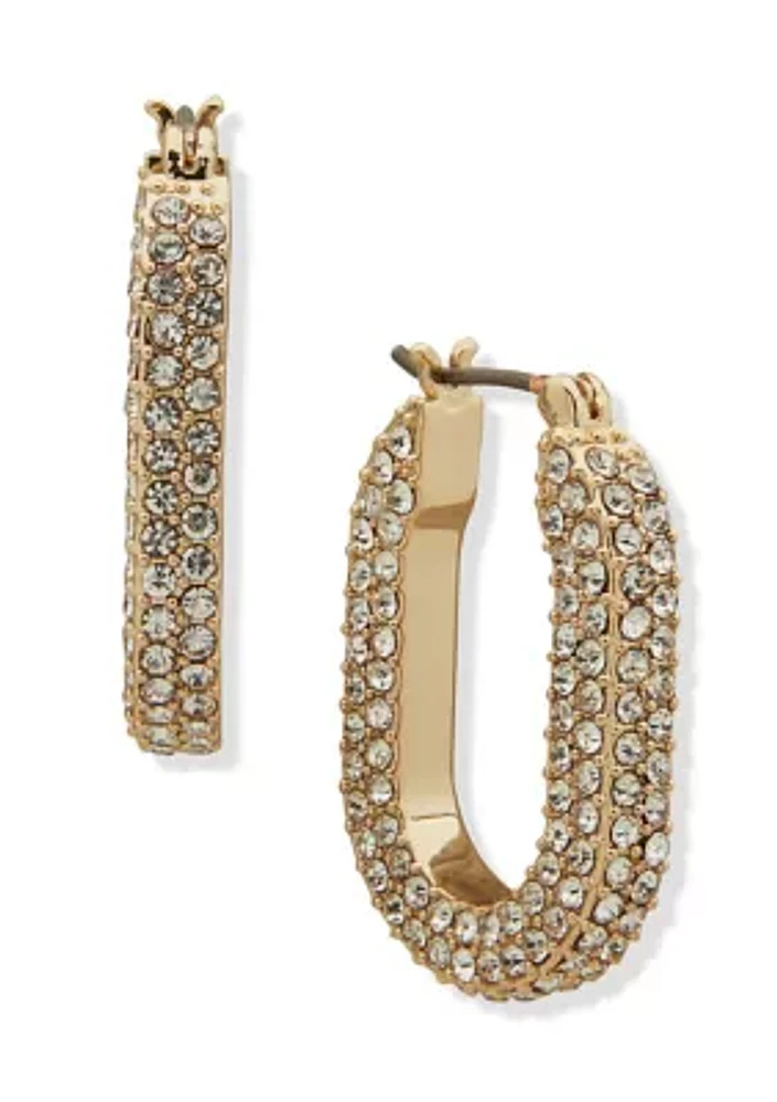 Gold Tone Crystal Pavé Hoop Earrings