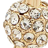 Gold Tone 44 Millimeter Crystal Pavé Sphere Hoop Earrings