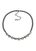 Hematite Tone 16" Crystal Stone Frontal Necklace