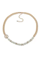 Gold Tone Pearl Multirow Necklace