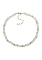 Gold Tone Pearl Multirow Necklace